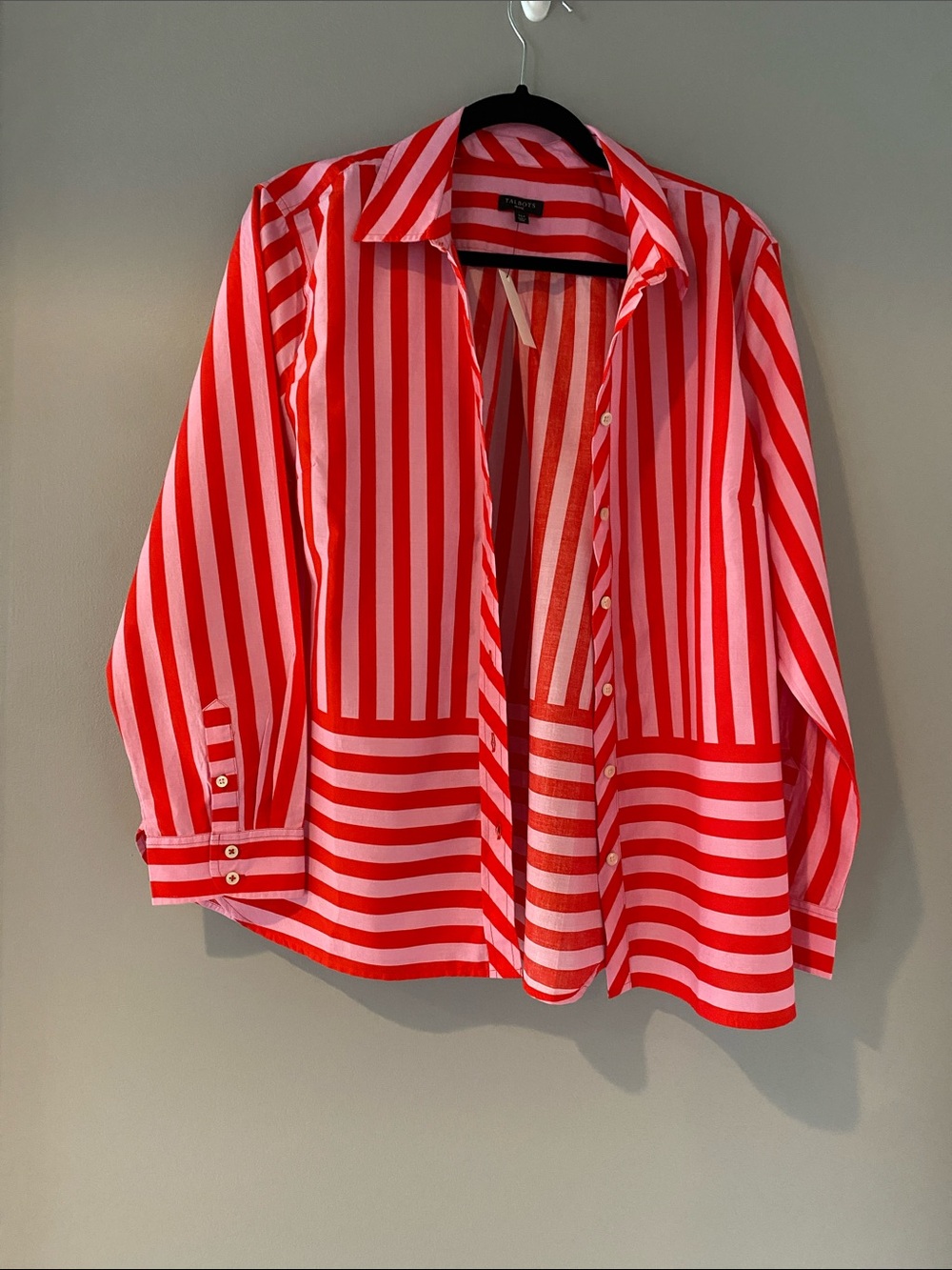 Bold Red & White Vertical Stripe Button-Down Shirt
